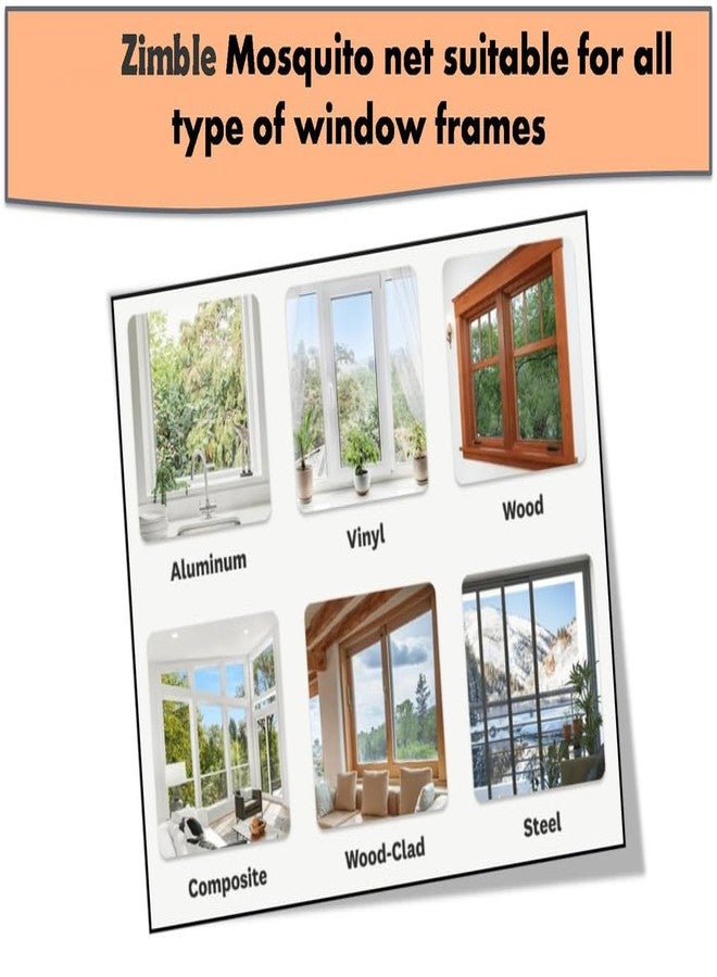 Zimble (60x72 inch)-5x6 Ft (Pack 1), Colour White, Pre-Stitched, Windows Mosquito Net, Insect Net Adhesive with Hook and Loop for Window Frame,Wooden Frame| Highly Durable and Safe - Image 5